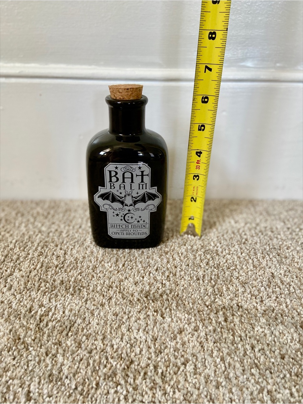 Halloween Apothecary Jar Black Ceramic Bat Balm Potion Bottle Eerie Charm - Picture 11 of 11
